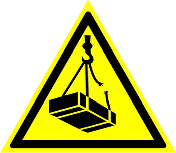 W06 опасно! возможно падение груза (пластик, сторона 200 мм) - Знаки безопасности - Предупреждающие знаки - . Магазин Znakstend.ru
